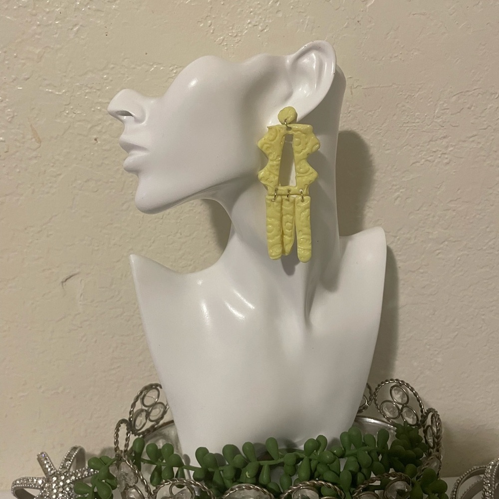 Yellow Geometric Statement Earrings - image 1